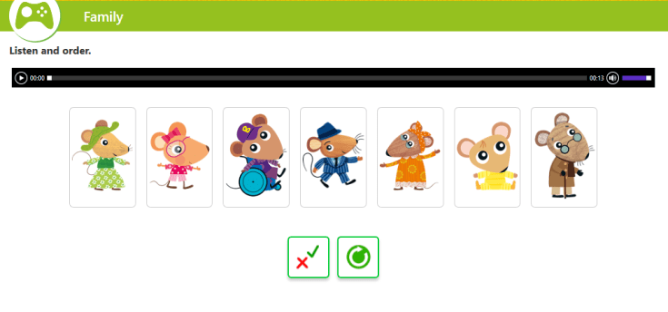 Escoita e preme as imaxes para ordealas.